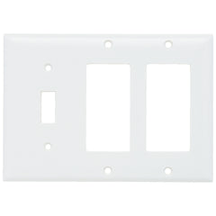 Legrand-Pass & Seymour SP1262-W Combination Wall Plate, 1 Toggle Switch and, 2 Decorator, Three Gang, White