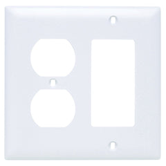 Legrand TP826-W 2-Gang Combination Wall Plate, 1 Duplex Receptacle and 1 Decorator