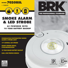 BRK 1038335 Smoke Alarm with Ten Year Sealed Lithium Battery Backup and LED Strobe