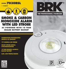 BRK 1038870 Smoke/CO Combo Alarm with Sealed Lithium Battery Backup and LED Strobe