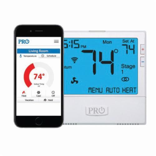 Pro1 T855I Thermostat, Wi-Fi, Programmable Thermostat, 0.2 to 2 deg F Differential, 5-1-1 Days Programs per Week