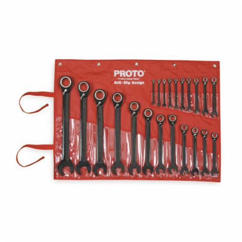 PROTO JSCVM-22S 22 Piece Black Chrome Reversible Combination Ratcheting Wrench Set