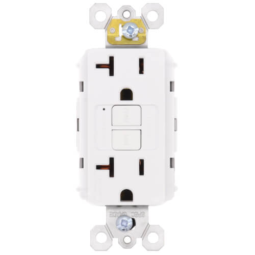 Pass & Seymour PT2097W GFCI Receptacle, Duplex, 125 VAC, 20 Amp, 2 Poles, 3 Wires, White