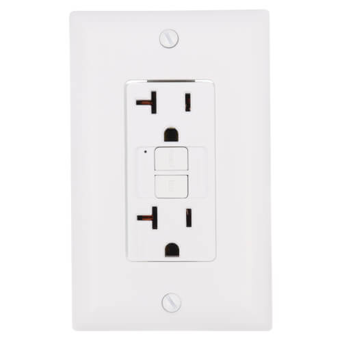 Pass & Seymour PT2097W GFCI Receptacle, Duplex, 125 VAC, 20 Amp, 2 Poles, 3 Wires, White