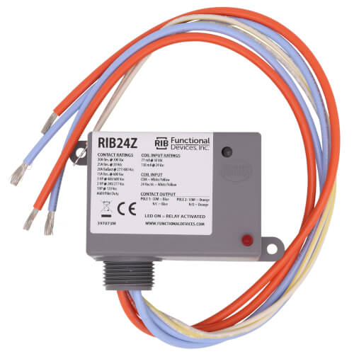 Functional Devices RIB24Z Enclosed Relay SPST 30 Amp 24 Vac/dc Coil