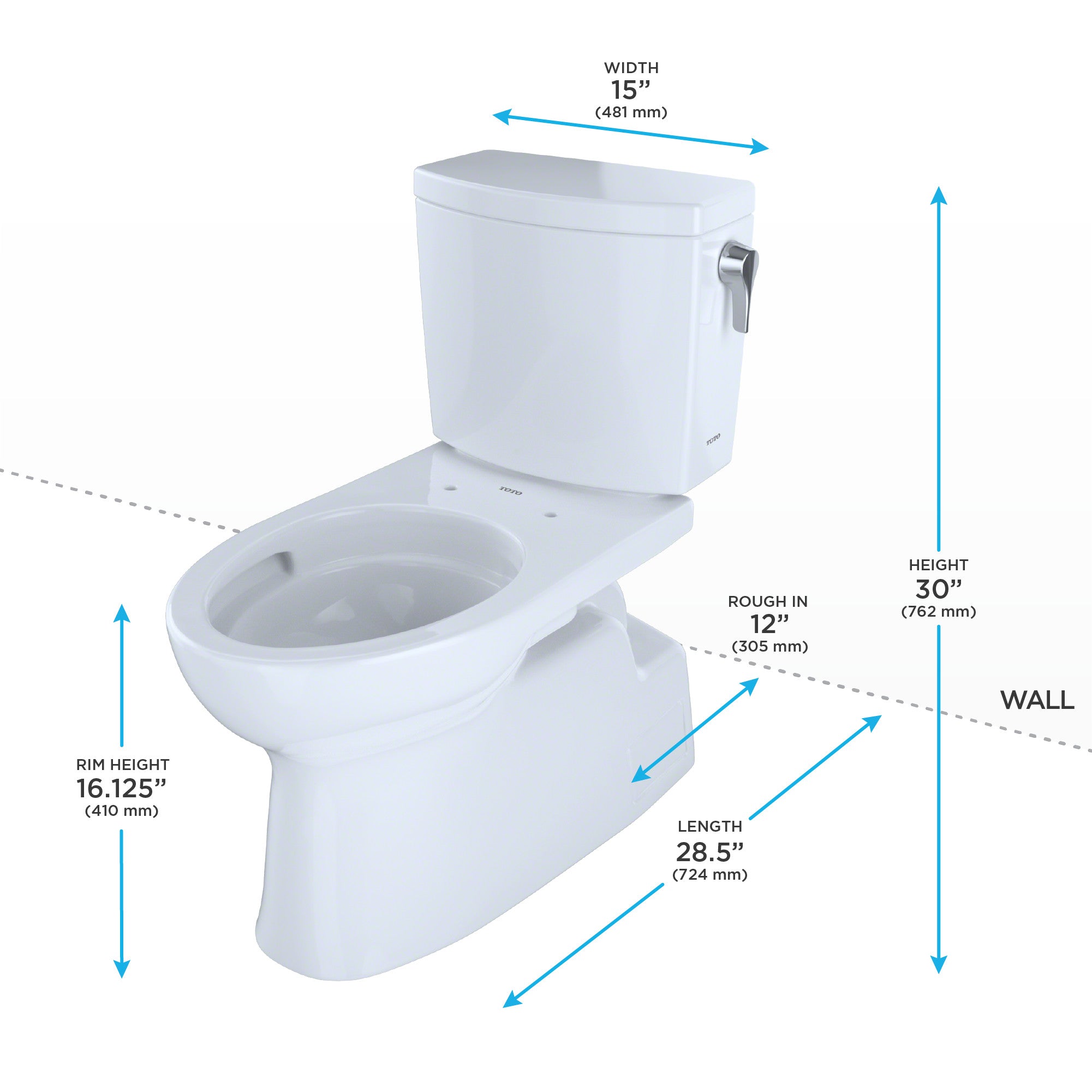 Toto CST474CUFRG#01 Vespin II 1G Two-Piece Elongated 1.0 GPF Universal Height Skirted Toilet with CeFiONtect and Right-Hand Trip Lever, Cotton White