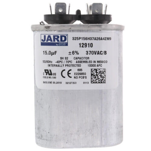 York S1-02425900000 Single Run Capacitor 15 MFD 370V Oval