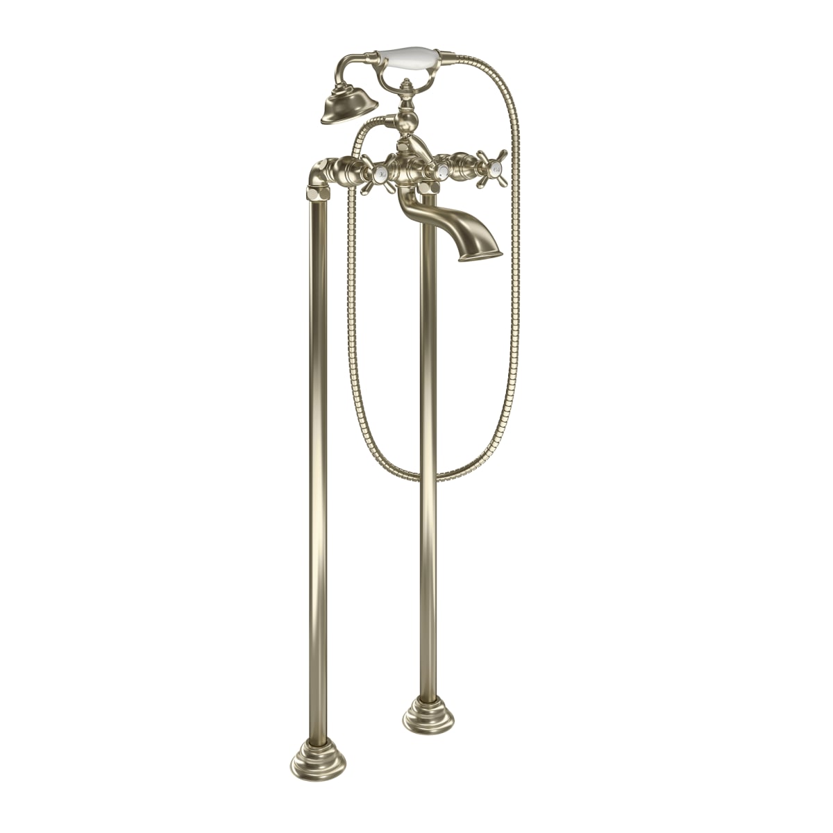 Moen S22105BN Weymouth Three Handle Wall Mount Filler With Hand Shower Brushed Nickel