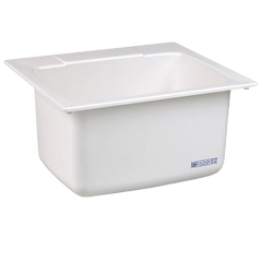 E L Mustee and Sons 10WH Mustee Molded Fiberglass Countertop Self-Rimming Utility Sink, 22 inch x 25 inch x 13-3/4 inch