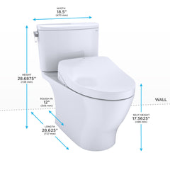 Toto MW4423046CUFGA#01 Washlet+ Nexus 1G Two-Piece Elongated 1.0 GPF Toilet w/Auto Flush S500e Contemporary Bidet Seat Cotton White