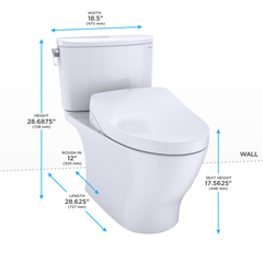 Toto MW6423046CEFGA-01 Washlet+ Nexus One-Piece Elongated 1.28 Gpf Toilet With Auto Flush S500E Contemporary Bidet Seat