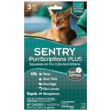 True Value 01980 Sentry Purrscriptions Plus Flea & Tick Treatment, For Cats Under 5-Lbs.