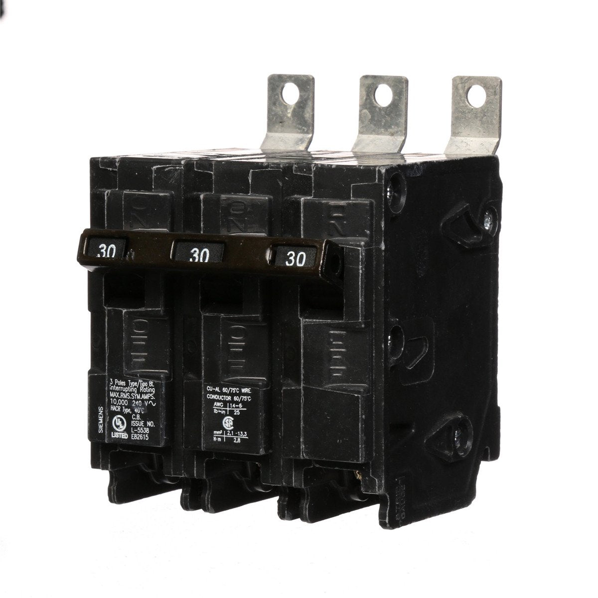 Siemens B330 Molded Case Circuit Breaker Type BL Low Voltage 240 VAC 30 A 10 kA Interrupt 3 Poles