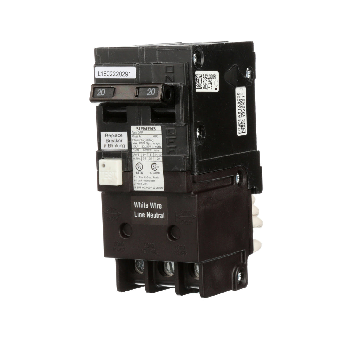 Siemens QF220A BREAKER CKT 600VAC 20A 50/60HZ 25KA 3