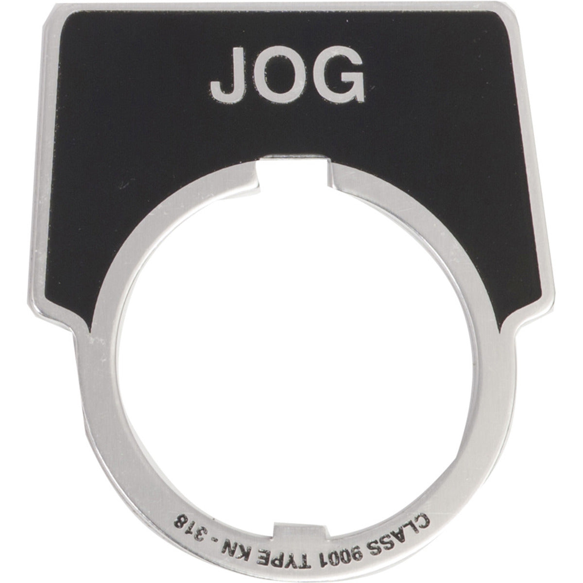 Square D 9001KN318 Harmony 9001K, Harmony 9001SK, legend, 30mm, aluminium, black with silver letters, 44x50mm, marking JOG