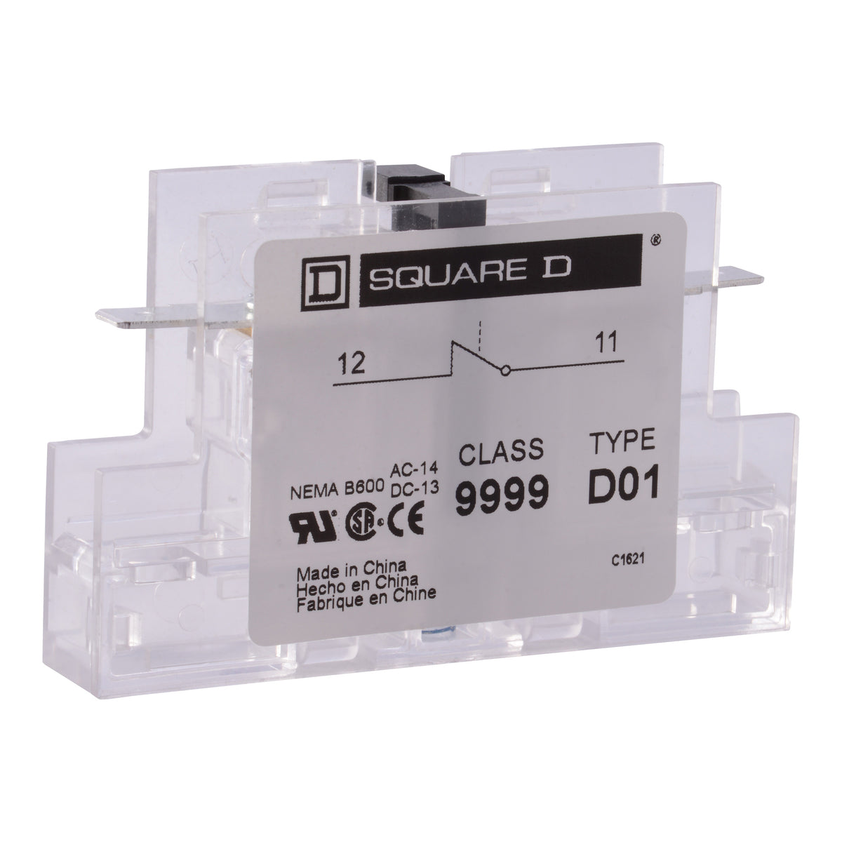 Square D 9999D20 Auxiliary Contact 2 NO 600V 10A