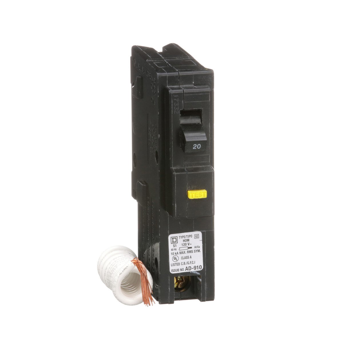 Square D HOM120GFI Miniature Circuit Breaker 20 Amp 120 Volt