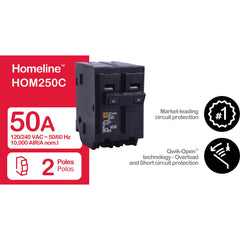 Square D HOM250 Miniature Circuit Breaker 50 Amp 120/240 Volt