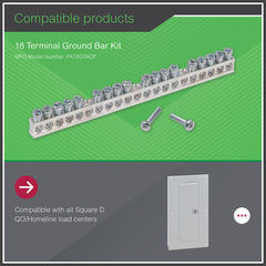 Square D PK18GTA Load Center Ground Bar Kit 225A Max