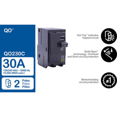 Square D QO230 Miniature Circuit Breaker 30A 120/240V 2P