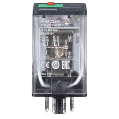 Schneider Electric RUMC22F7 Square D 120 VAC 10 Amp 2CO Din Rail/Panel Mount Plug-In Relay