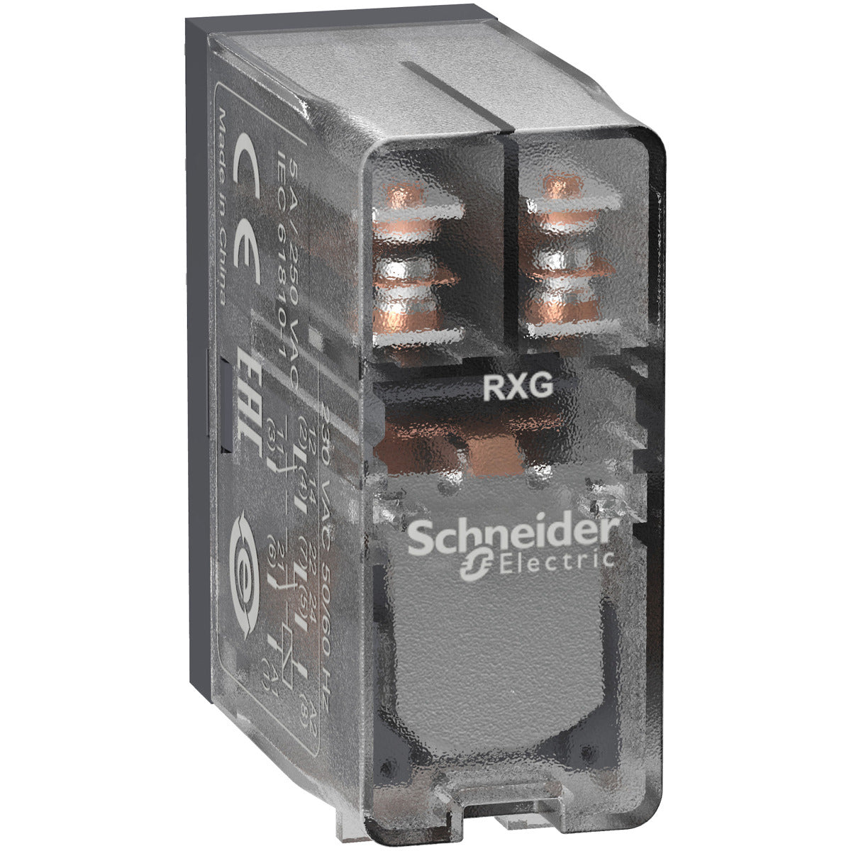 Schneider Electric RXG25F7 Interface Plug In Relay Harmony 5A 2CO Clear Cover 120V AC