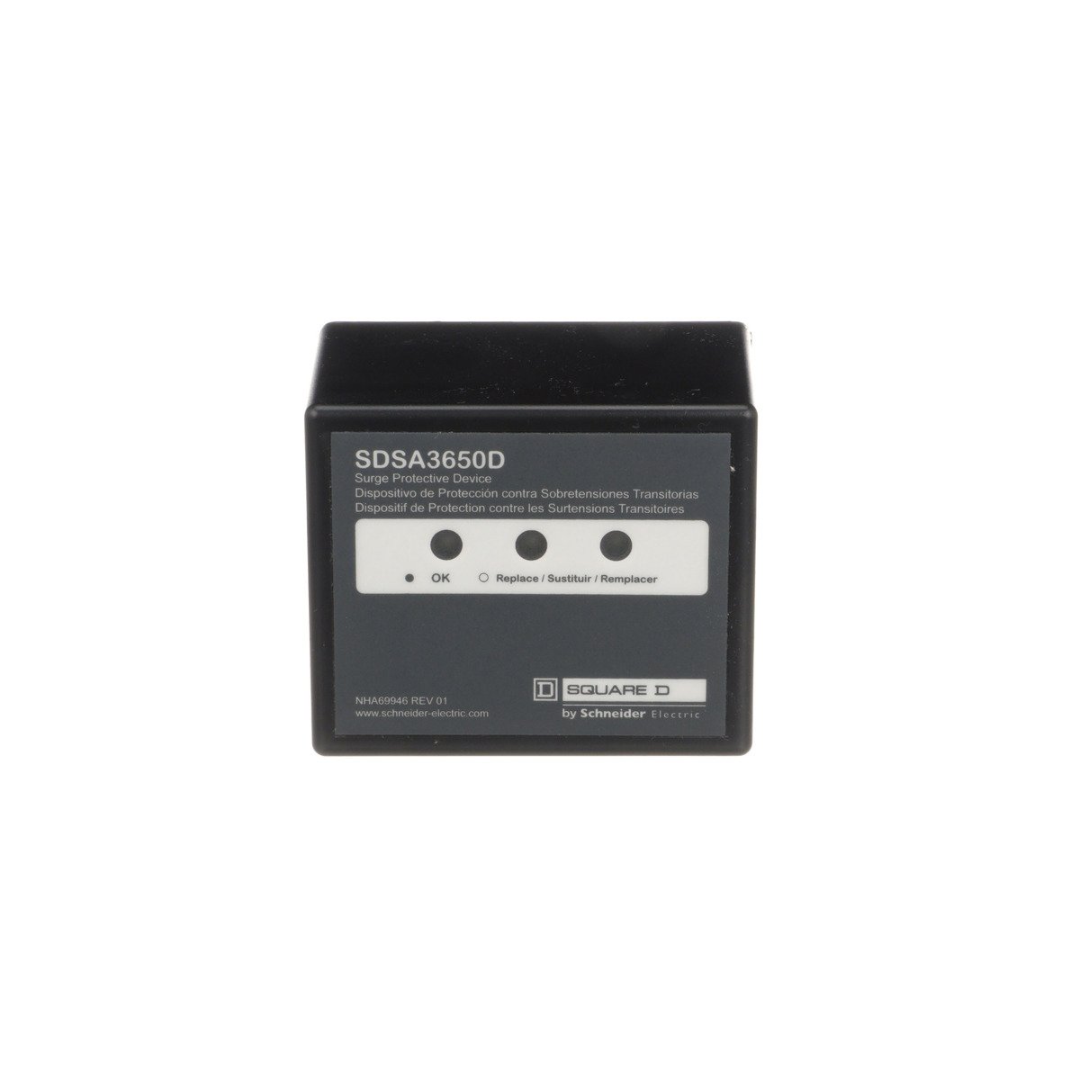 Square D SDSA3650D Surge Protection Device, 40kA, 600 VAC Delta, 3 Phase, 4 Wire, NEMA 4X