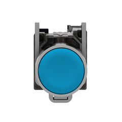 Schneider Electric XB4BA61 Push Button, Harmony XB4, Metal, Flush, Blue, 22mm, Spring Return, Unmarked, 1NO