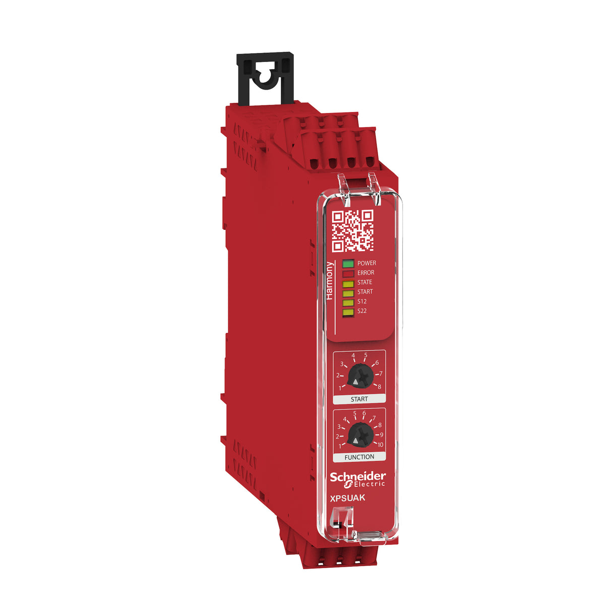 Schneider Electric XPSUAK12AC Safety Module Harmony XPSU Cat 4, features XPSUAF with PNP or NPN, safety mat, 24V AC or DC, spring