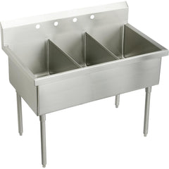 Elkay SS8345OF4 Sturdibilt Stainless Steel 48 x 27-1/2 x 14 Floor Mount Triple Compartment Scullery Sink