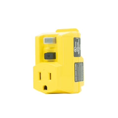 Southwire 14650013-6 Yellow 120V/15A Single Outlet GFCI Adapter, Booted Button