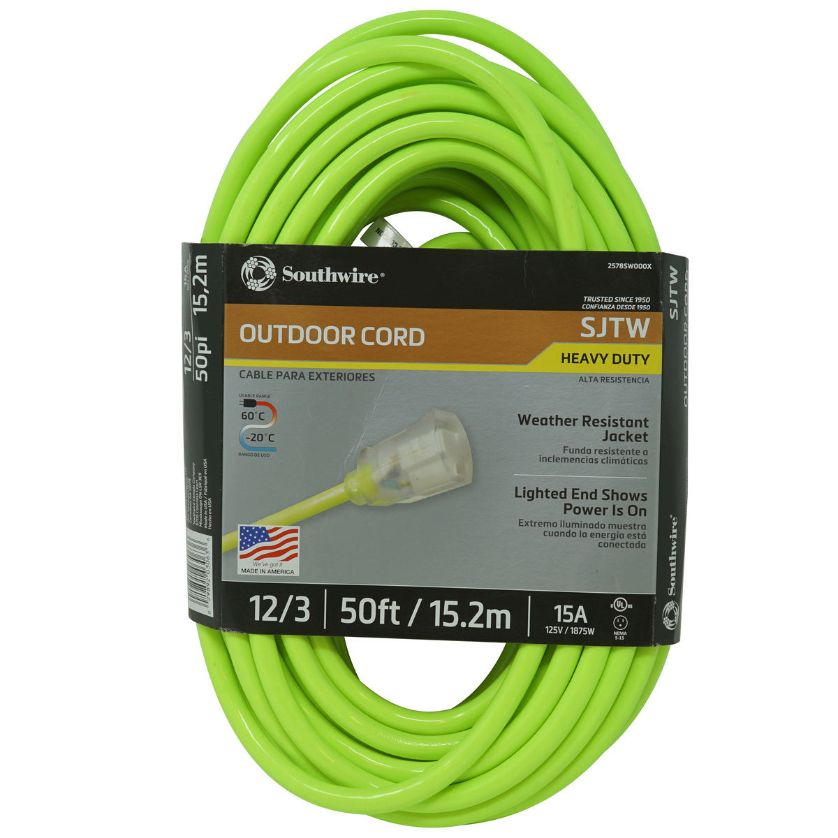 Southwire 2578SW000X Extension Cord 12 AWG 125VAC 50 ft.