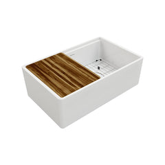 Elkay SWUF13020CBWH Fireclay 30 x 18-13/16 Single Bowl Farmhouse Kitchen Sink in White