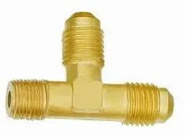 Mueller T3-4A Brass Flare Right Angle Tee 1/4 in Flare x 1/4 in Flare x 1/8 in MPT