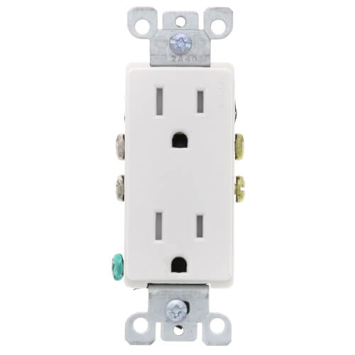 Leviton T5325-W 15 Amp 125 Volt Tamper Resistant Decora Duplex Receptacle 2 Poles 3 Wires