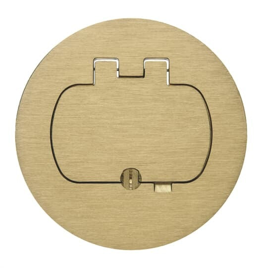 CARLON E97BR Single Door Cover for Round Floor Box, Brass, For use with GFCI and Duplex Devices