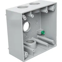 BWF TGB75-4V 2-Gang Weatherproof Outlet Box, Number Of Outlet: 4, Material: Metal, Size: 3/4 IN