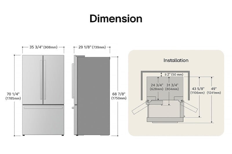 LG Lg SRFB27S3 Studio 27 cu. ft. Smart Counter-Depth MAX French Door Refrigerator (27 cu. ft.)