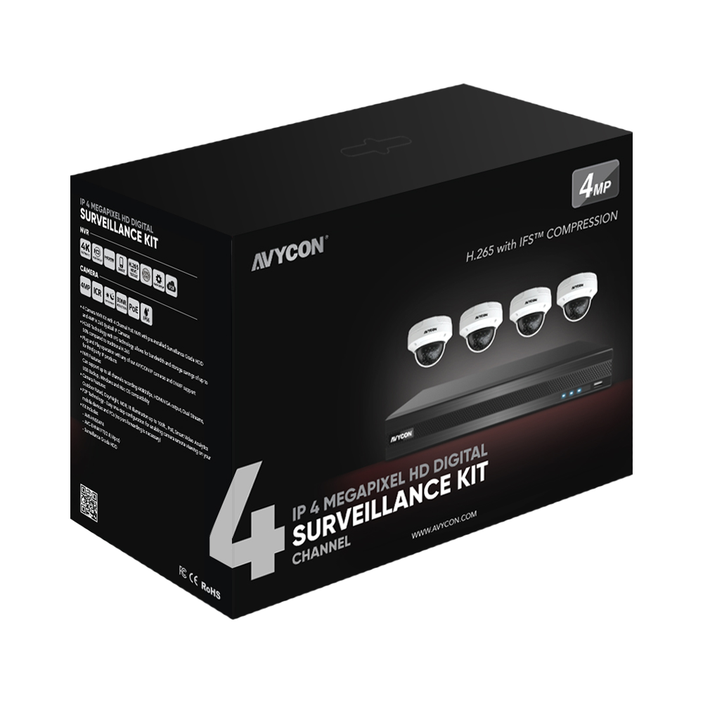 Avycon AVK-HN41V4 5-Piece Surveillance Kit, 4K (1TB HDD) Replacement AVK-HN41V4-1T