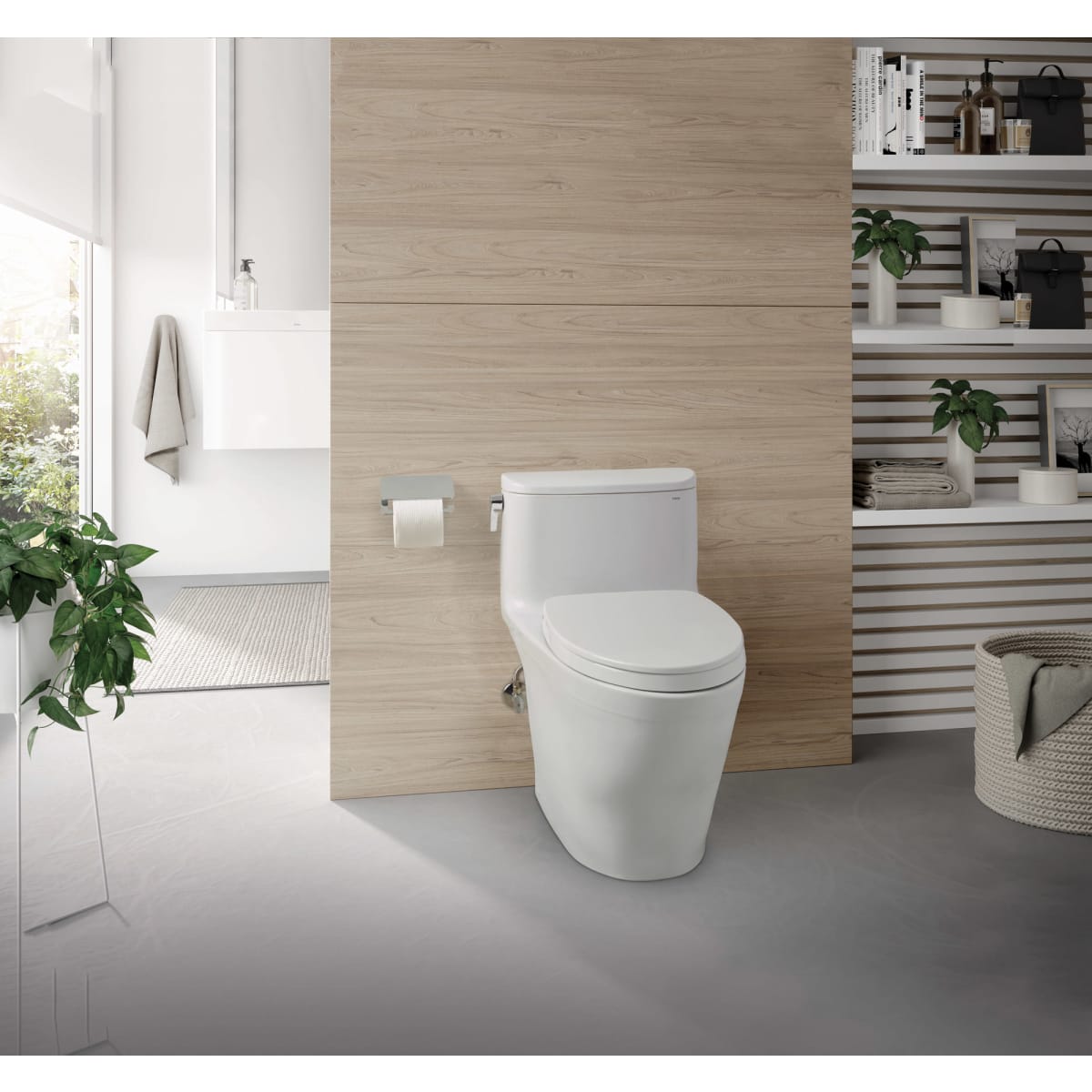 Toto MS642124CEFG#11 Nexus One-Piece Elongated 1.28 GPF Toilet with CEFIONTECT and SS124 SoftClose Seat, WASHLET+ Ready