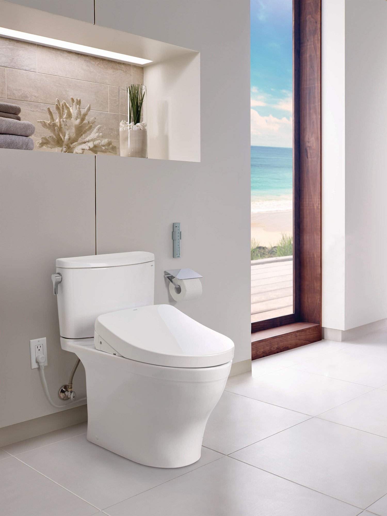 Toto MW4423056CEFGA#01 Washlet Nexus Two-Piece Elongated 1.28 GPF Toilet With Auto Flush S550E Bidet Seat