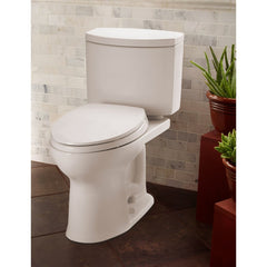 Toto CST453CUFG#01 Drake II 1G Two-Piece Round 1.0 GPF Universal Height Toilet with CEFIONTECT, Cotton White