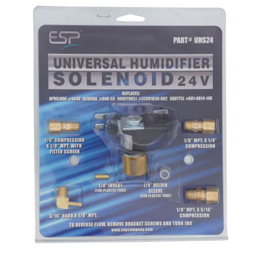 ESP UHS24 Universal Humidifier Solenoid Valve Kit 24 VAC Replacement