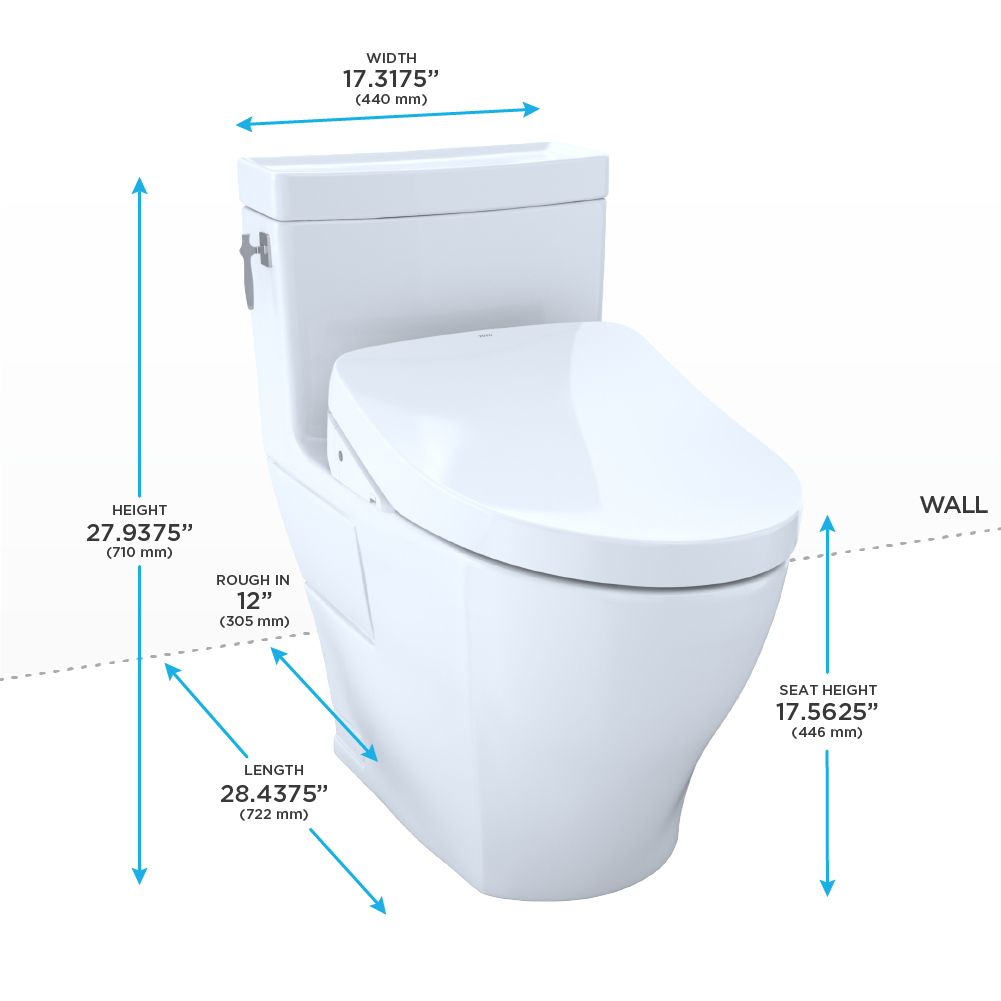 Toto MW6263046CEFGA#01 1PC Aimes Washlet+ With S500e Sw3046at40 & Auto Flush Thu767