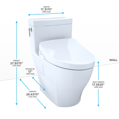 TOTO MW6263056CEFGA#01 Washlet+ Aimes One-Piece Elongated 1.28 Gpf Toilet With Auto Flush S550E Bidet Seat