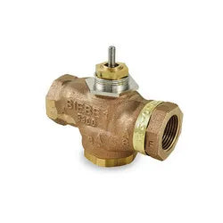 Schneider Electric VB-7313-0-4-08 Series VB-7000 Three-Way Globe Valve Body NPT Threaded Straight Pipe End Connection Mixing Brass Plug 1 Port Size