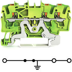 WAGO 2202-1307 Ground/Earthing Terminal Block with 1-Deck/Level + Btn. + Side and Center Marking Slot - With Test Port