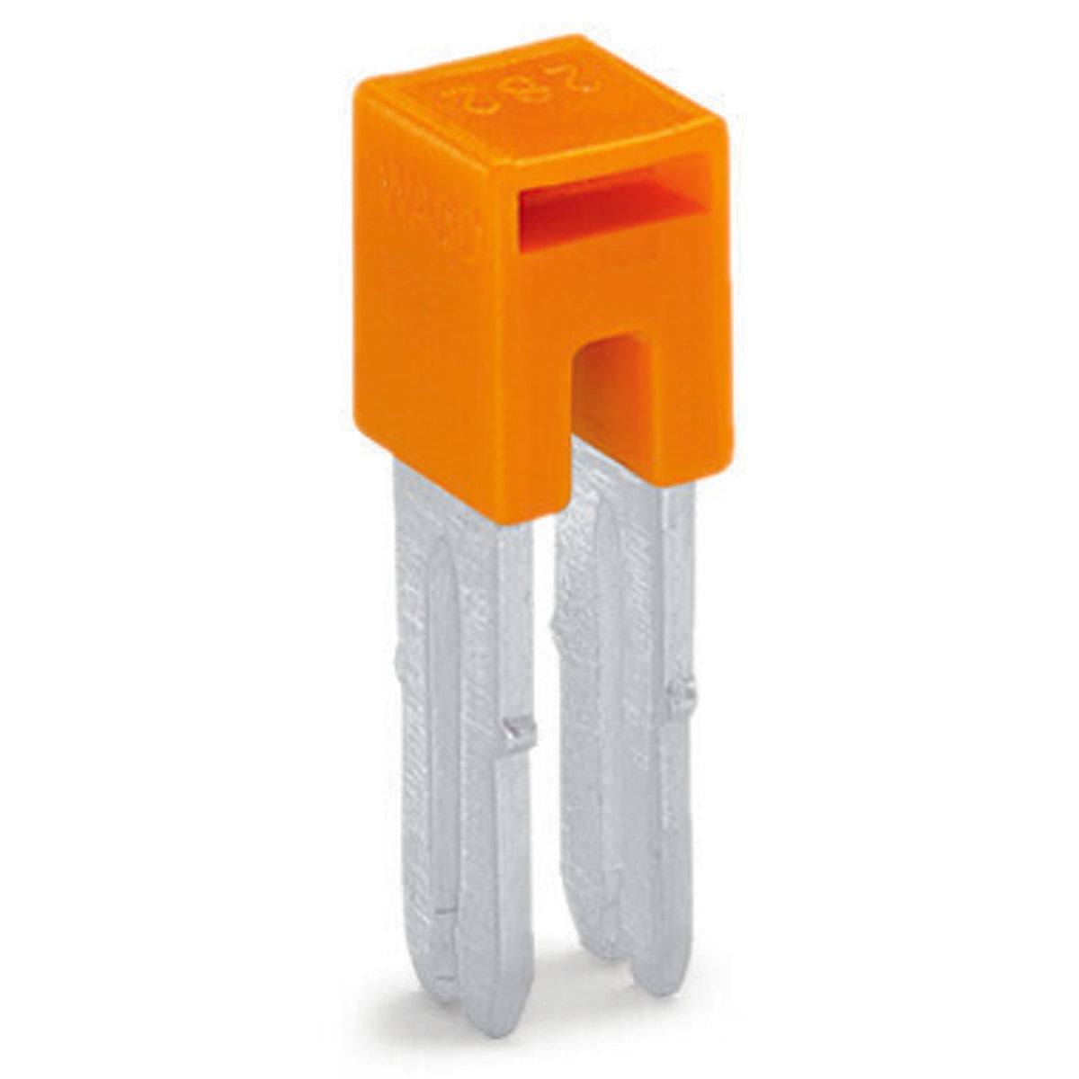 WAGO 282-424 Insulated Adjacent Jumper - 2-Pole - Rated Current 41A - Orange Color - Dimensions W8mm x D8mm