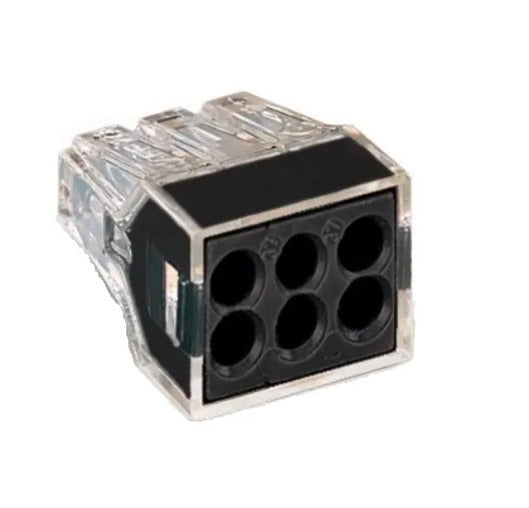 WAGO 773-166/VE00-500 PUSHWIRE splicing connector; 6-conductor; blackBag of 500 pieces