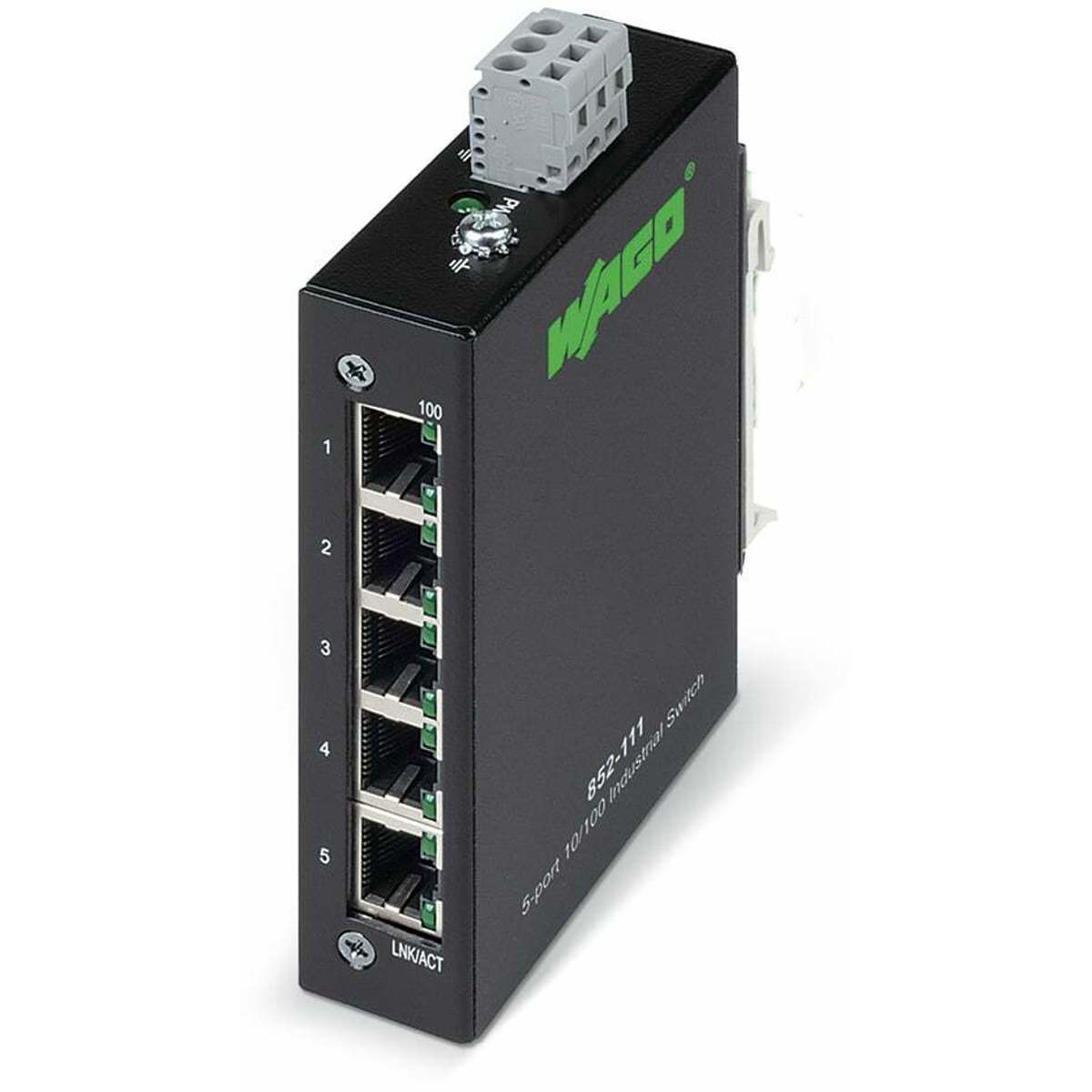 WAGO 852-111 5 PORT 100 BASE-TX DIN RAIL ETHERNET SWITCH